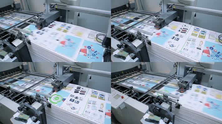 在印刷机上移动的印刷纸视频素材
